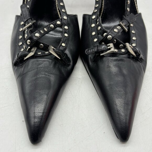 Steve Madden Studded Pumps Pointed Toe Black Leather US Size 7 M Y2K - Picture 5 of 15